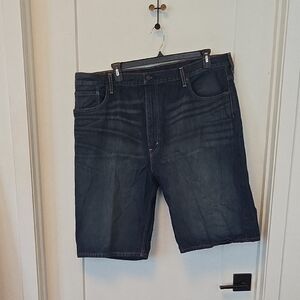 Levi's Blue Jean Shorts with Frayed Hem and Distressed Look